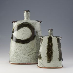 James Hake Ceramics - Thrown and altered vases. Nuka and Tenmoku glazes.