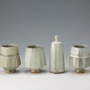 James Hake Ceramics - Tea bowls with vase.